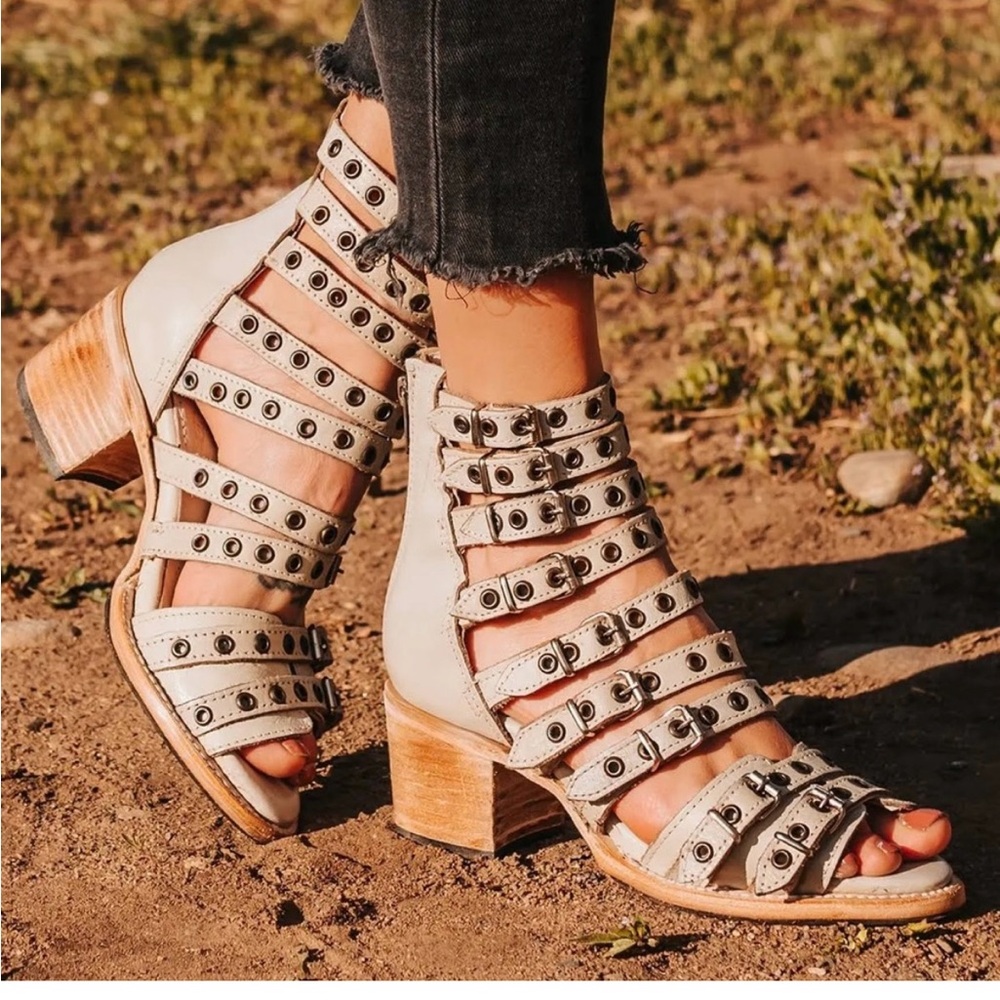 Freebird by Steven Cream Studded Heeled Sandals
